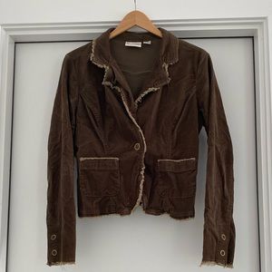 Brown corduroy button up blazer jacket